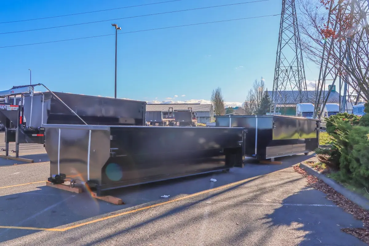 Roll-off dumpster ready for waste disposal at job site for Concrete Dumpster Rental in Garrett